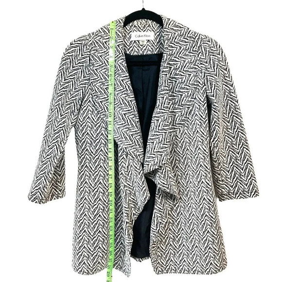 Calvin Klein Waterfall Open Knit Jacket Blazer, Size 4 Petite, Black & White - Picture 5 of 8